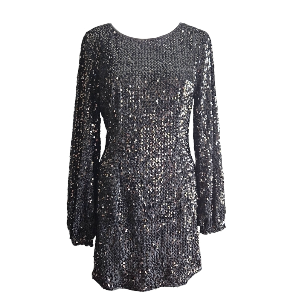 Fashion Nova Womens Sequin Mini Dress Sz Medium Wedding Guest Dress